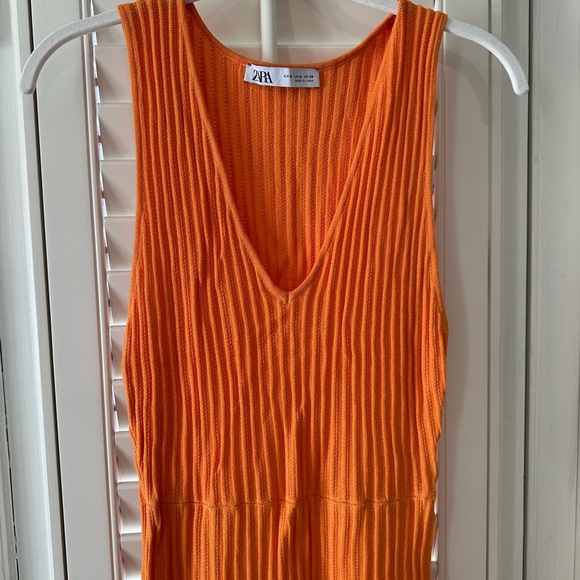Orange Zara Rib Knot Sleeveless Dress - Picture 3 of 5